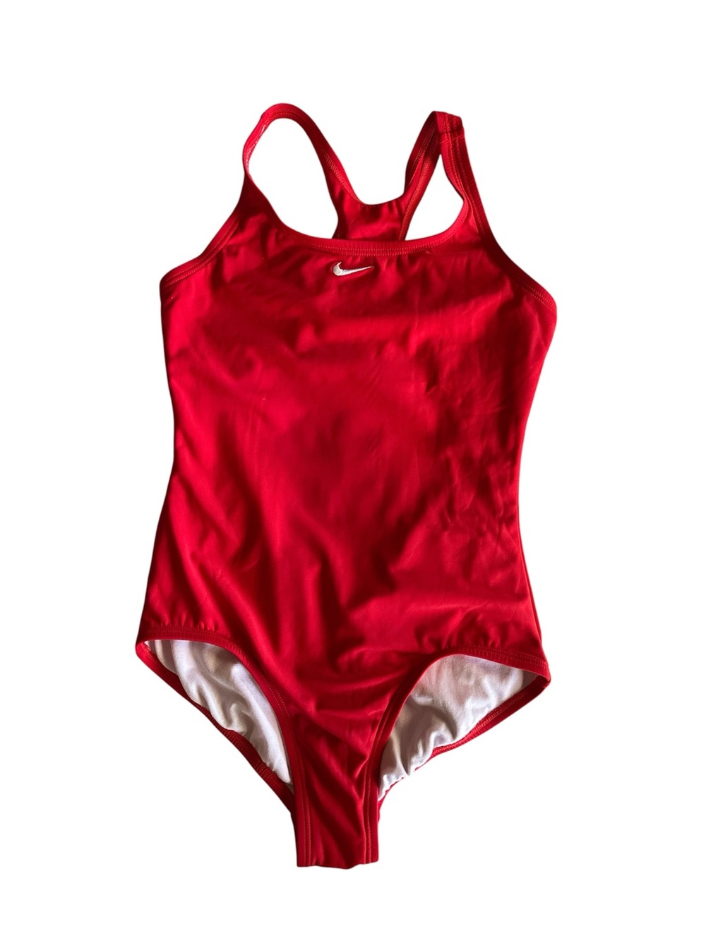 Nike Girls One Piece Racerback Swimsuit Red Size 14 Lined Swimwear Swoosh